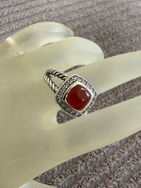 David Yurman RARE! Carnelian Petite Albion Ring 7mm size 6